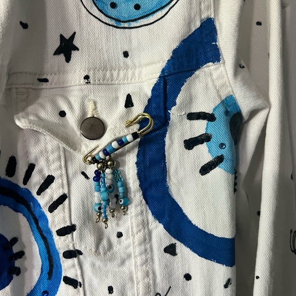 Evil eye white denim jacket - Picture 5 of 6